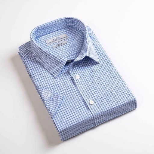 Áo Sơ Mi Nam Cộc Tay Bamboo Kẻ Caro Navy Algs-C120 - Aligro - Ảnh 5