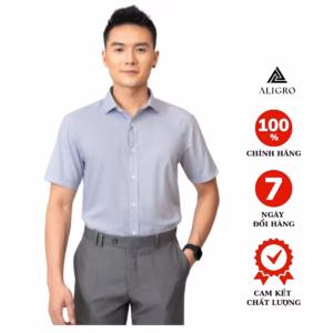Áo Sơ Mi Cộc Tay Kẻ Caro Nhỏ Ghi Algs-C118 - Aligro
