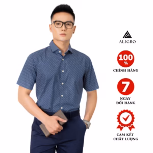 Áo Sơ Mi Cộc Tay Xanh Navy Algs-C91 - Aligro