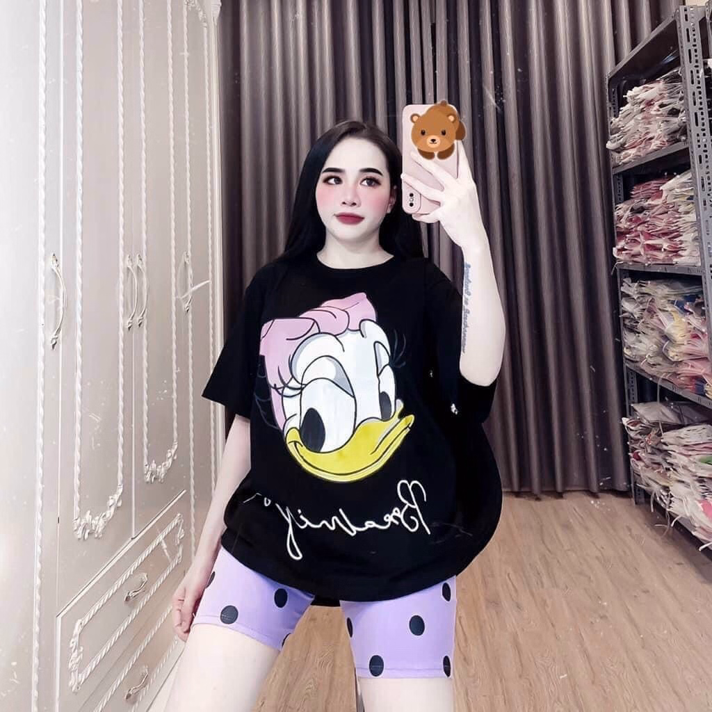Set Đồ Nữ Áo Vịt Donald Quần Lửng Chấm Bi - Ausa House - Ảnh 4