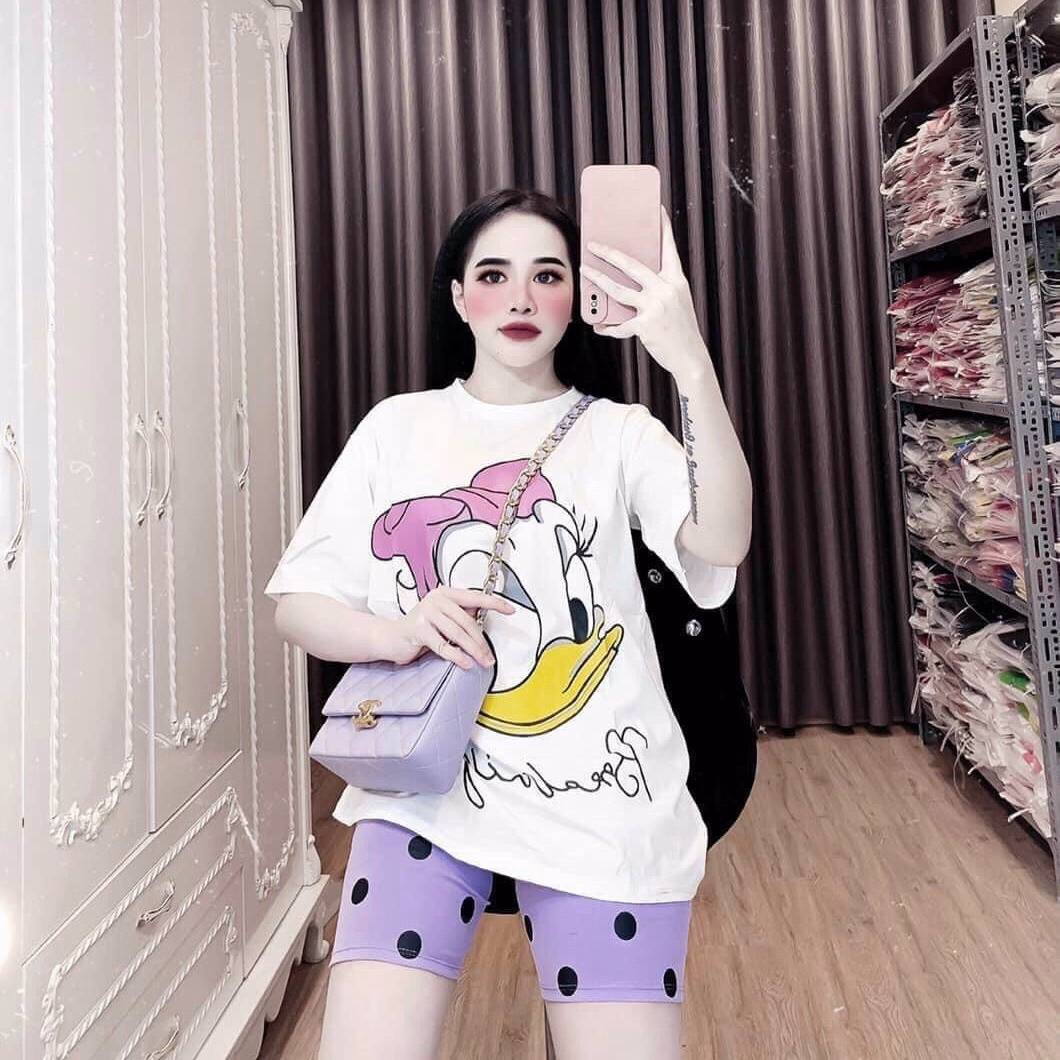 Set Đồ Nữ Áo Vịt Donald Quần Lửng Chấm Bi - Ausa House - Ảnh 3