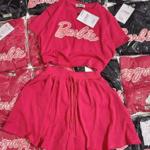 Đồ Bộ Nữ Áo Croptop Quần Ống Short Form Rộng Dây Rút Barbie - Ausa House