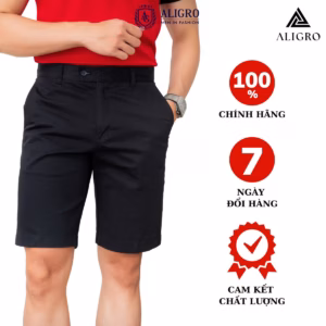 Quần Short Nam Màu Đen Chất Liệu Kaki Dáng Basic Trẻ Trung Năng Động Algqs1067 - Aligro
