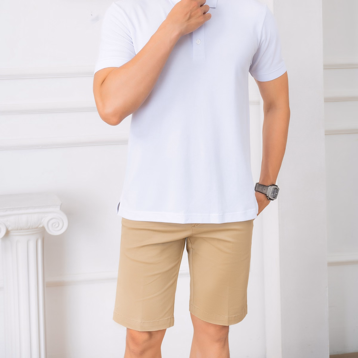 Quần Short Kaki Nam Màu Be Algqs1074 - Aligro - Ảnh 4