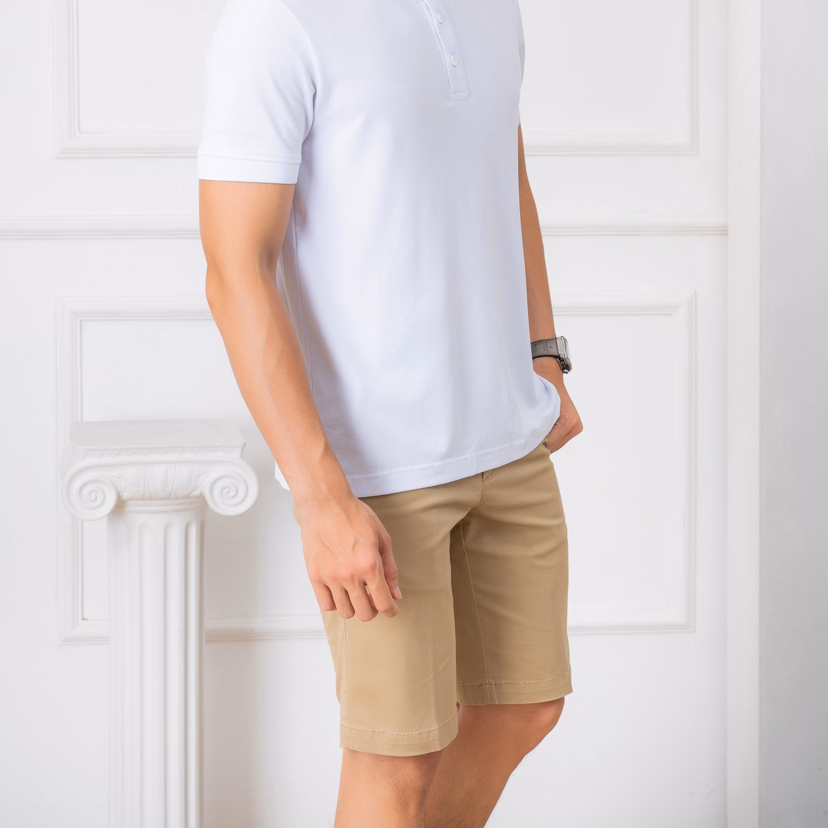 Quần Short Kaki Nam Màu Be Algqs1074 - Aligro - Ảnh 3