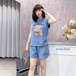 Đồ Bộ Nữ Sát Nách Chất Cotton In Hình Gấu Siêu Dễ Thương Phù Hợp Mặc Nhà Đi Chơi Đều Đẹp - Htm Fashion