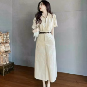 Set Bộ Đồ Nữ Áo Sơ Mi Tay Ngắn Mix Chân Váy Dài Dd310 - Nana House