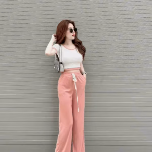 Set Bộ Nữ Quần Dài Áo Phối Viền Đủ Màu Sắc Tay Ngắn Chất Thun Gân Dd980 - Nana House