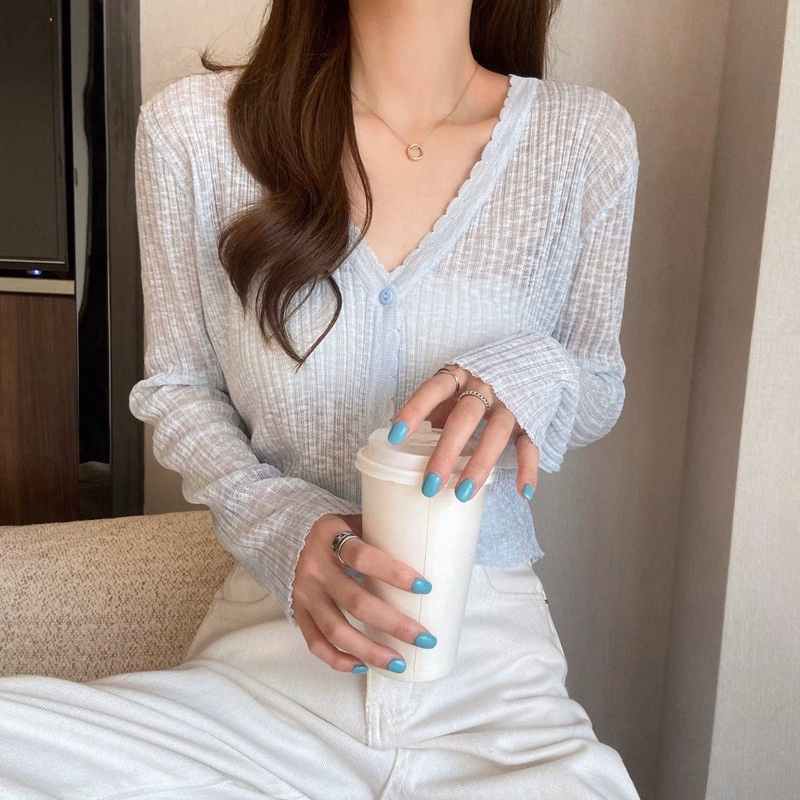 Áo Khoác Len Mỏng Phối 1 Khuy Cúc Giữa Dành Cho Các Nàn Thơ Sldca153 - Diepchi Fashion - Ảnh 4