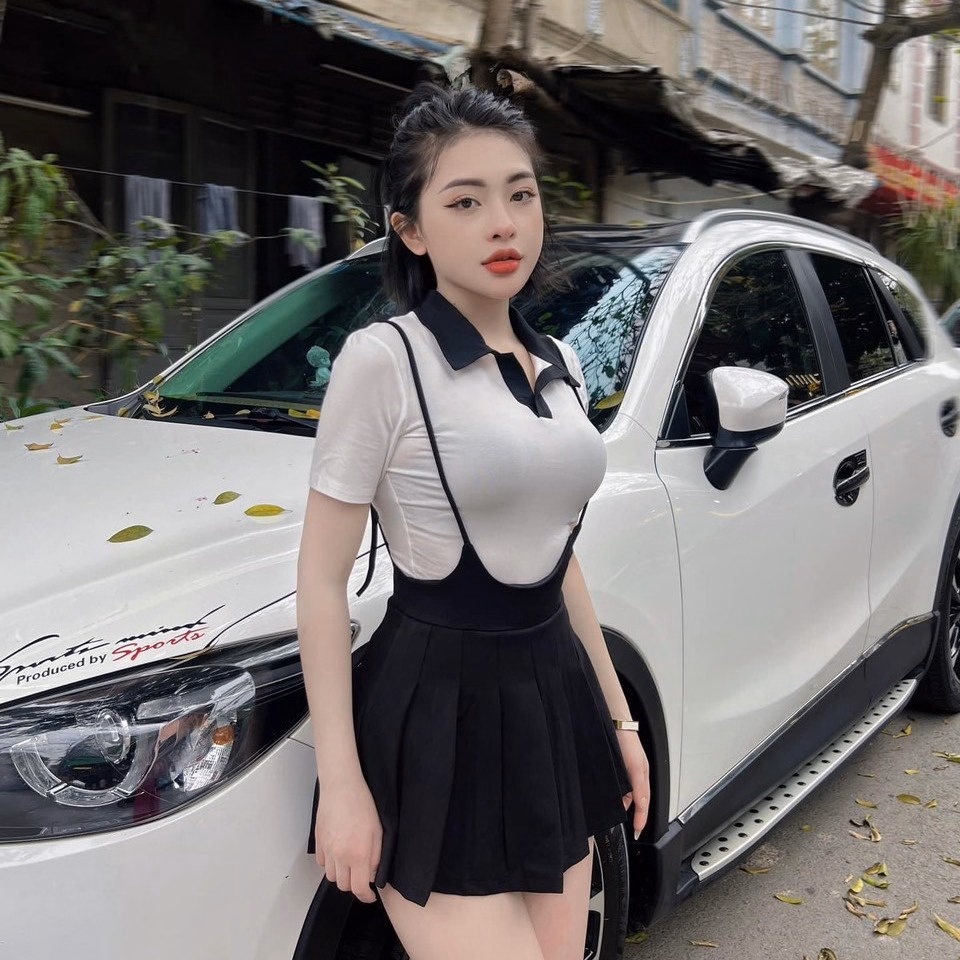 Set Yếm Xòe Xếp Ly Phối Áo Cổ Cao Tay Lỡ - Ausa House - Ảnh 5