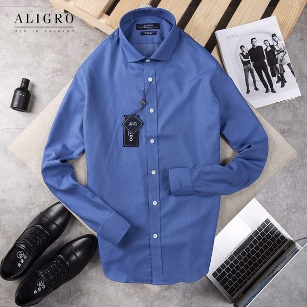 Áo Sơ Mi Dài Tay Blue Chấm Trắng Algs199 - Aligro - Ảnh 2
