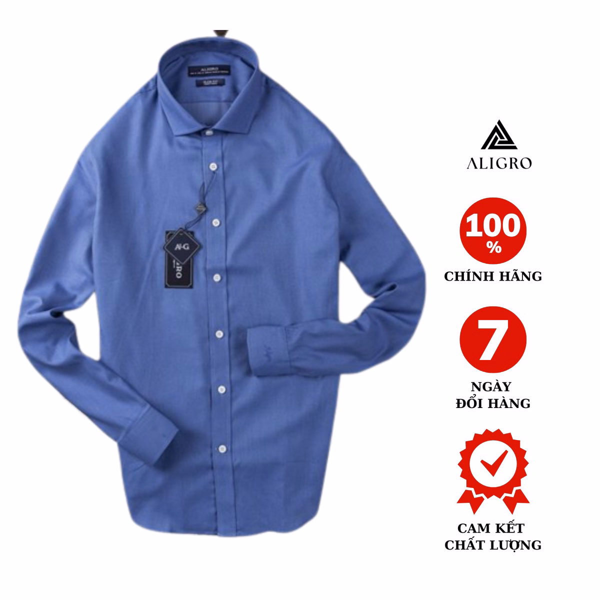 Áo Sơ Mi Dài Tay Blue Chấm Trắng Algs199 - Aligro