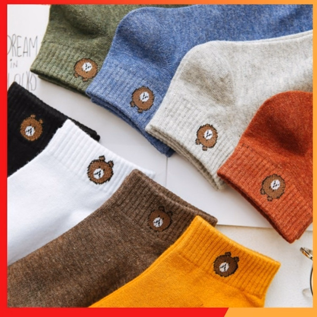 Set 10 Đôi Tất Gấu/Tất Hoa Cúc, Tất Ngắn Cổ Co Giãn 4 Chiều Ctb01- Bechip - Ảnh 8