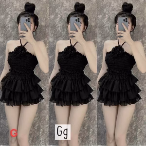 Đầm Nữ Bèo Nhúm Đa Tầng Voan Chiffon Đính Hoa - Ausa House
