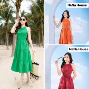 Đầm Lụa Cổ Tròn Xếp Tầng Dd08 - Nana House