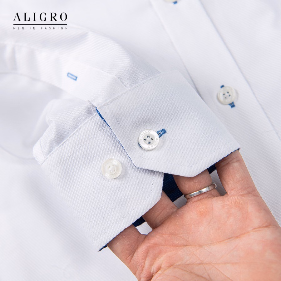 Áo Sơ Mi Dài Tay Trắng Phối Cổ-Tay Algs196 - Aligro - Ảnh 2