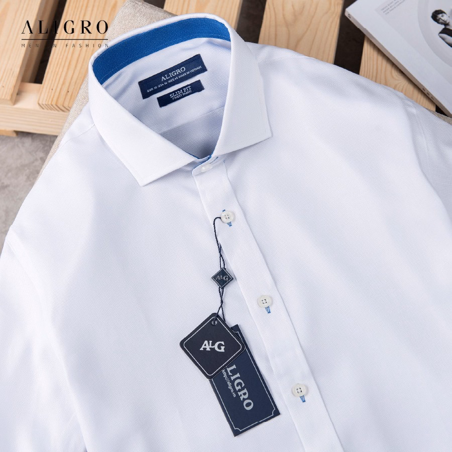 Áo Sơ Mi Dài Tay Trắng Phối Cổ-Tay Algs194 - Aligro - Ảnh 2