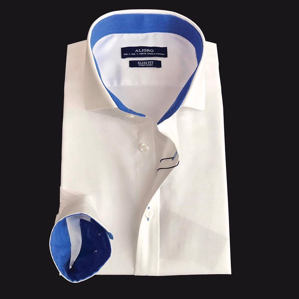 Áo Sơ Mi Dài Tay Trắng Phối Cổ-Tay Algs191 - Aligro - Ảnh 4