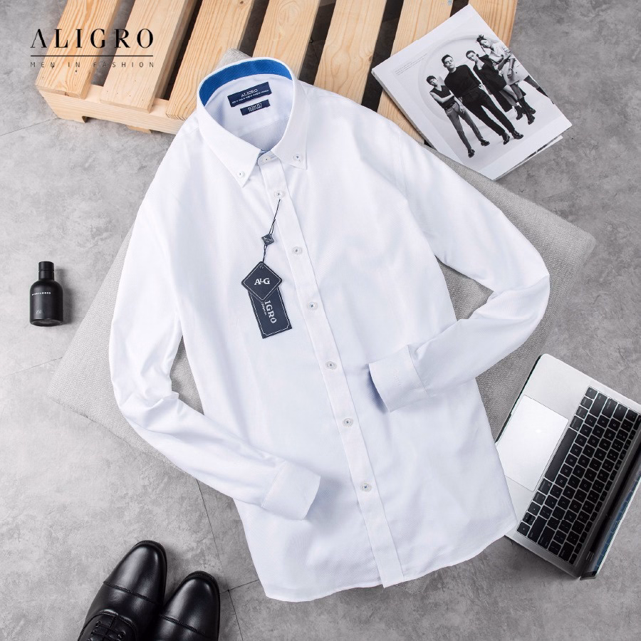 Áo Sơ Mi Dài Tay Trắng Phối Cổ-Tay Algs189 - Aligro - Ảnh 2
