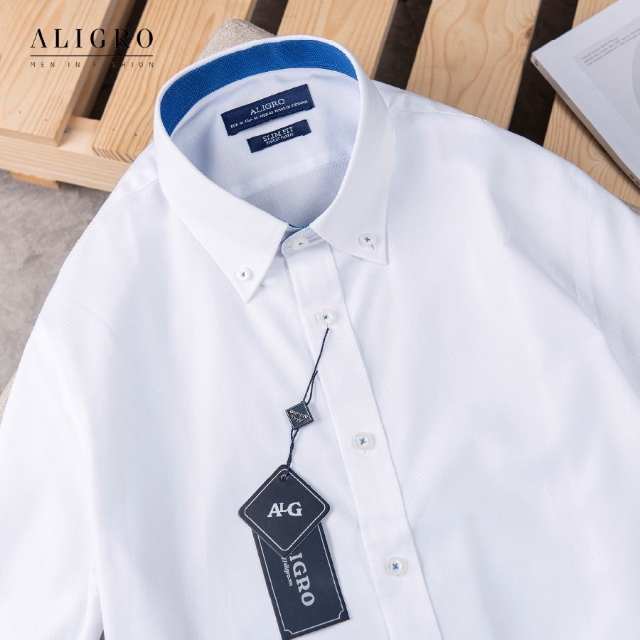 Áo Sơ Mi Dài Tay Trắng Phối Cổ-Tay Algs189 - Aligro - Ảnh 3