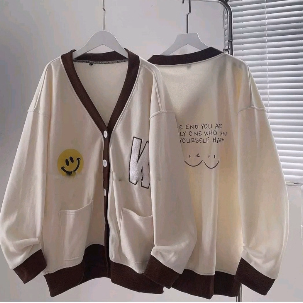 Áo Khoác Cadigan Nữ Mặt Cười Nỉ Cotton - Ảnh 4