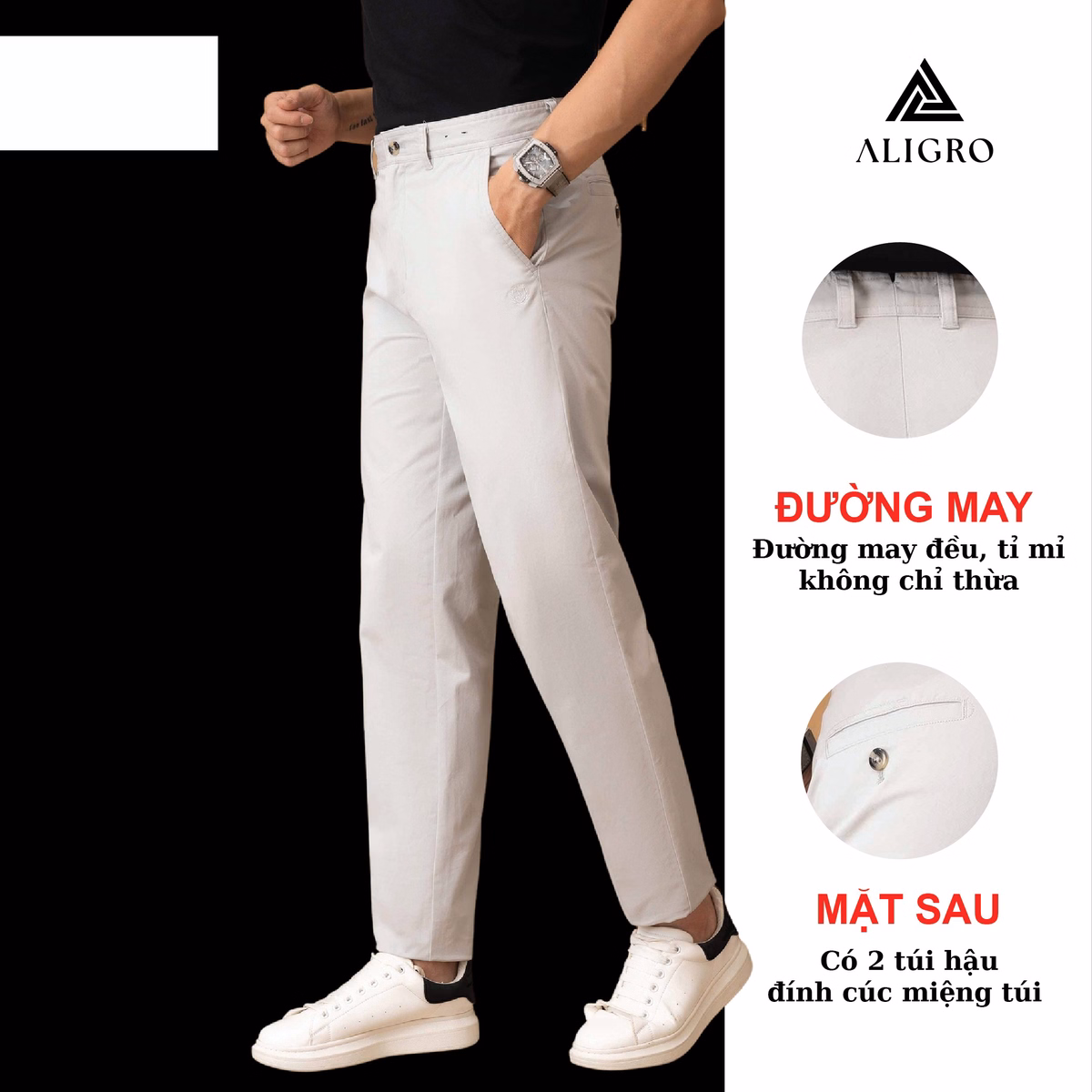 Quần Kaki Nam Be Nhạt Algk060 - Aligro - Ảnh 4