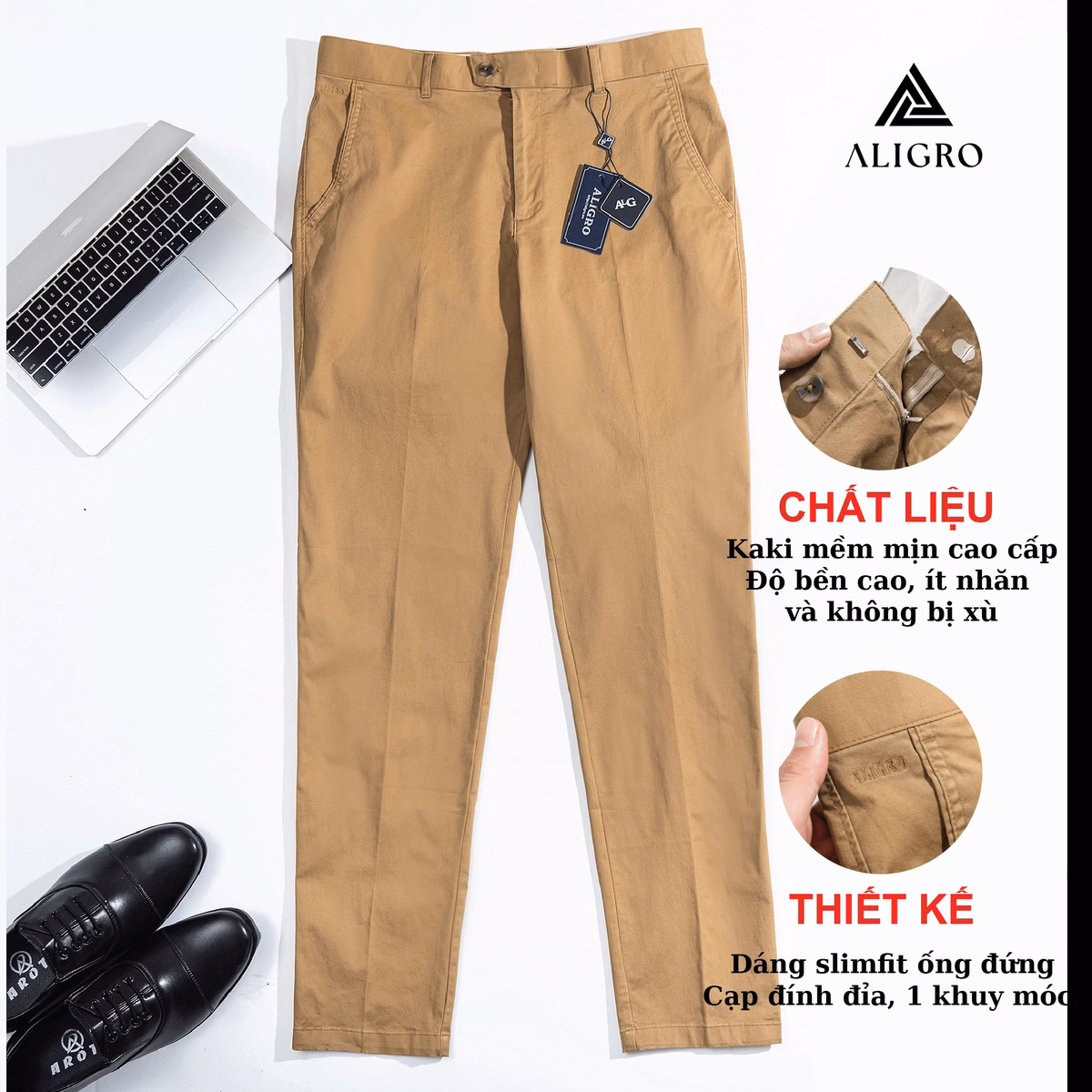 Quần Kaki Nam Màu Brown Algk049 - Aligro - Ảnh 2