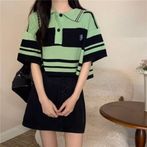 Áo Polo Nữ Kẻ Cổ Với Chất Len Mongtoghi Thoáng, Có Thêu Họa Tiết Cute Dành Cho Các Bạn Nữ Sldca157 - Diepchi Fashion