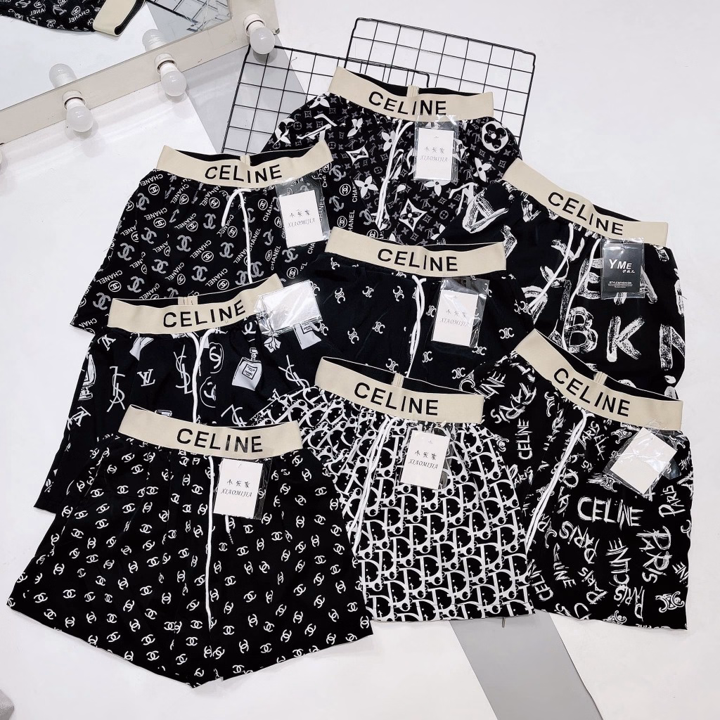 Quần Short Lụa Họa Tiết Dáng Xòe Cạp In Chữ Chuẩn Hotgirl Sldcq91 - Diepchi Fashion