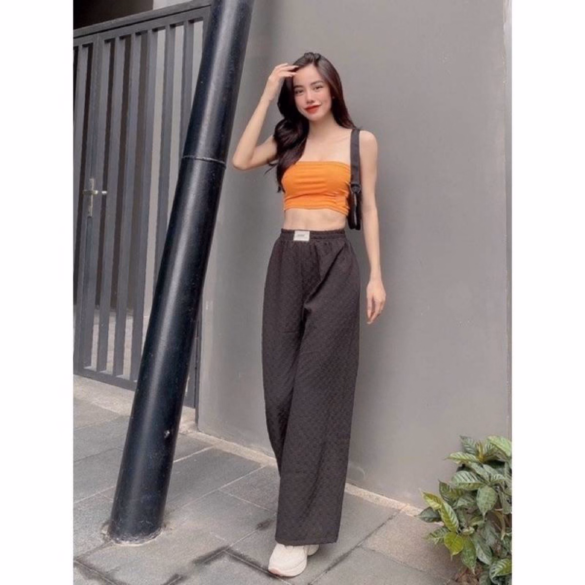 Quần Ống Rộng Dập Họa Tiết Caro Chất Xốp, Siêu Hack Dáng Sldcq88 -Diepchi Fashion - Ảnh 5