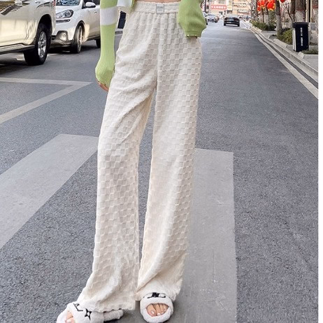 Quần Ống Rộng Dập Họa Tiết Caro Chất Xốp, Siêu Hack Dáng Sldcq88 -Diepchi Fashion - Ảnh 9