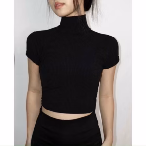 Áo Crotop Ôm Body Nữ Tay Ngắn Cổ Lọ Sa04 - Sam Store