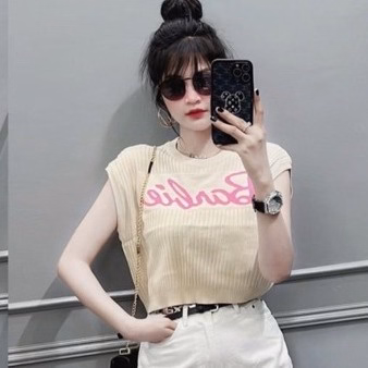Áo Len Montoghi Tay Hến In Chữ Barbie Dáng Croptop Siêu Xinh Sldca148- Diepchi Fashion - Ảnh 9
