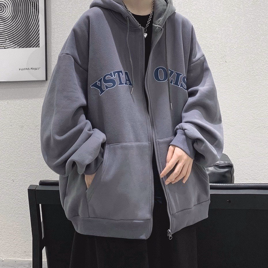 Áo Khoác Nỉ Dây Kéo Ystaozis Nam Nữ Unisex Tay Rộng Sa08 - Sam Store - Ảnh 5