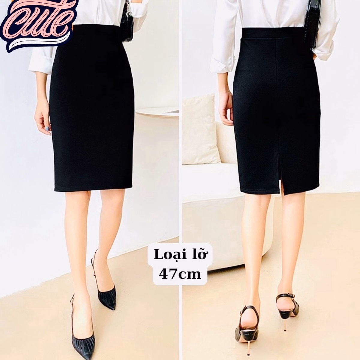 Chân Váy Công Sở Xẻ Tà Nữ Chất Mango Sa11 - Sam Store - Ảnh 4