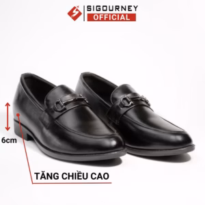 Giày Lười Nam Da Bò Tăng 6Cm Chiều Cao Bí Mật Màu Đen Khóa Kim Loại Sig38 - Sigourney