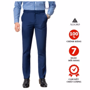 Quần Âu Navy Kẻ Xanh Algo1053 - Aligro