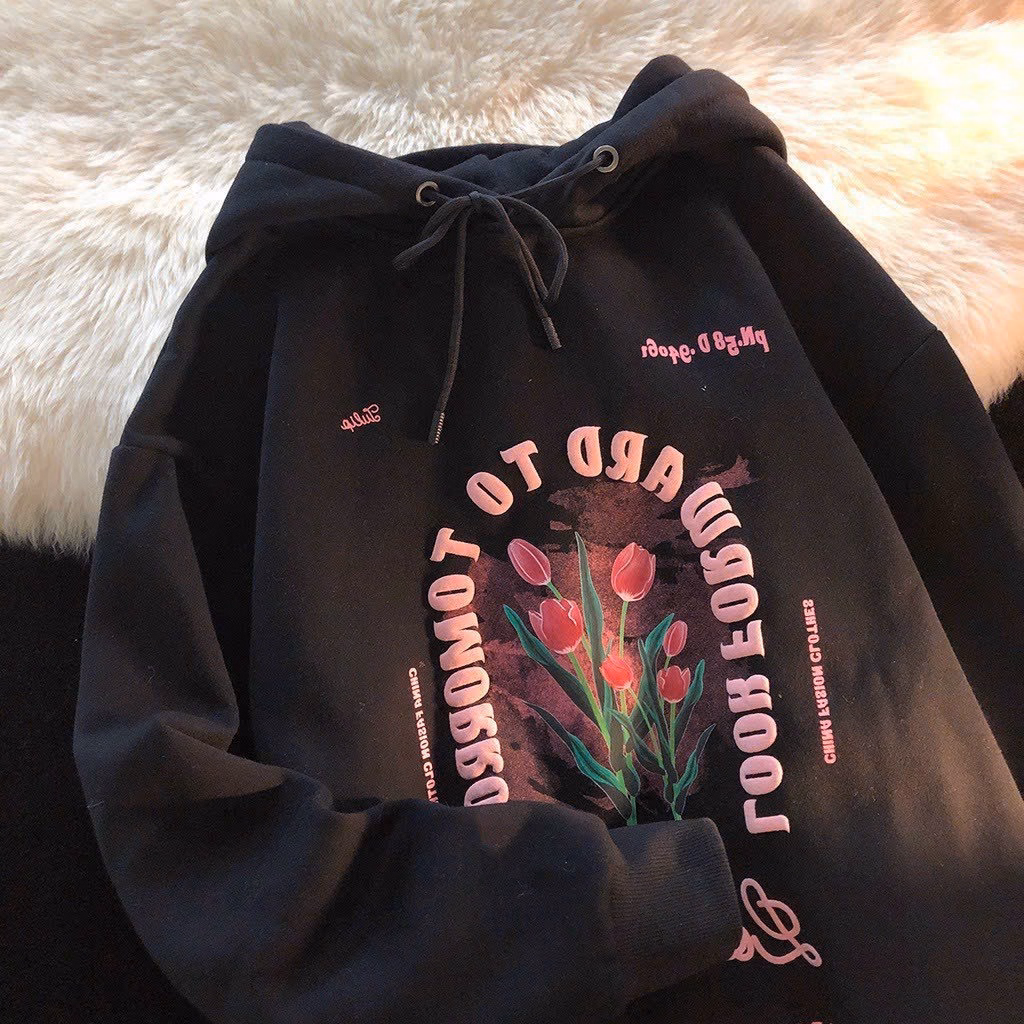 Áo Hoodie Nam Nữ Vải Nỉ In Hình Hoa Tuylip Cực Chất Tp390 - Golden Dream - Ảnh 5