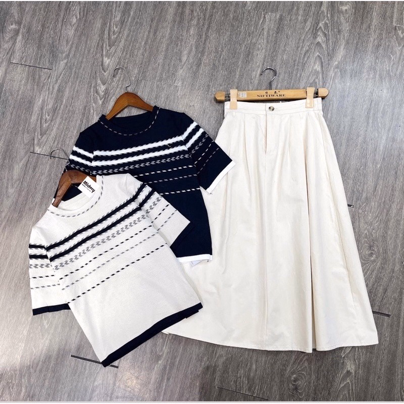 Áo Len Cộc Tay Dệt Kim Họa Tiết Xương Cá Sldca39 - Diepchi Fashion - Ảnh 5