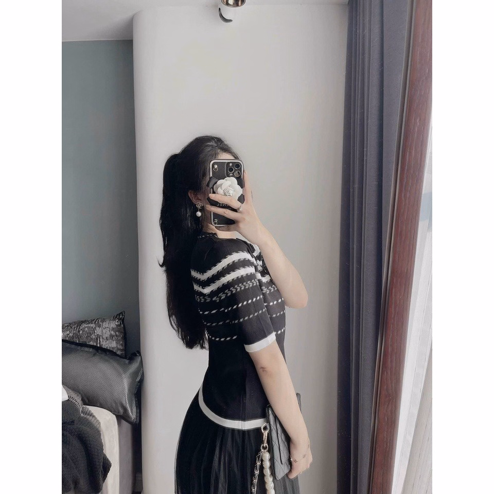 Áo Len Cộc Tay Dệt Kim Họa Tiết Xương Cá Sldca39 - Diepchi Fashion - Ảnh 7