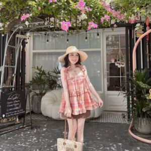 Set Áo For Kẻ Caro Cột Dây Mix Chân Váy Bt828 - Nana House