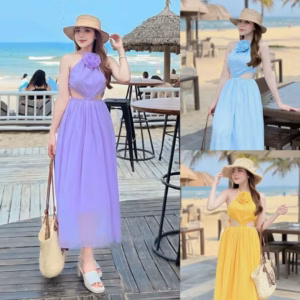 Đầm Váy Nữ Lụa Khoét Eo Đính Hoa Cổ Yếm Bt778 - Nana House