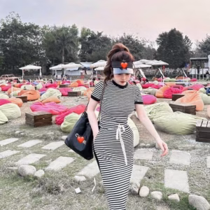 Set Đầm Váy Nữ Thun Gân Sọc Bt08 - Nana House