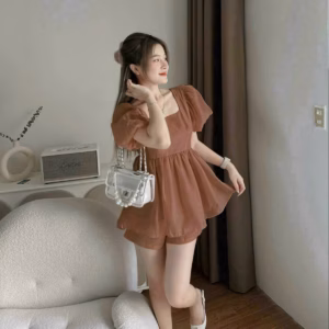 Set Bộ Đồ Nữ Đũi Xước Tay Phồng Phom Xòe Bt508 - Nana House
