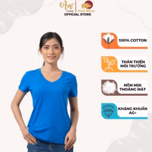 Áo Thun Nữ Cổ Tim Xanh Yamaha 100% Cotton Cao Cấp - Gold Rhino