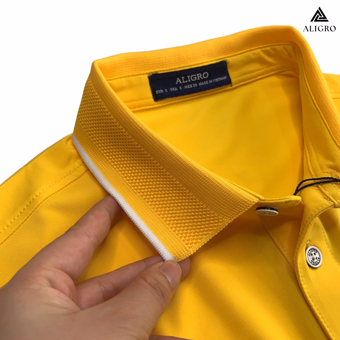 Áo Polo Golf Nam Ngắn Tay Chất Vải Coolmax Màu Vàng Năng Động Algplo109- Aligro - Ảnh 5