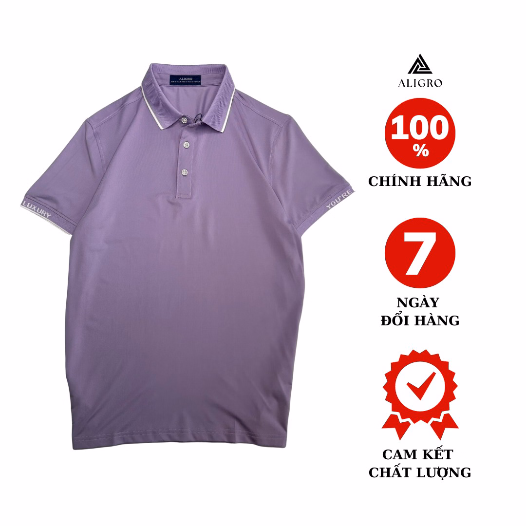 Áo Polo Golf Nam Ngắn Tay Chất Vải Coolmax Màu Tím Năng Động Algplo112- Aligro