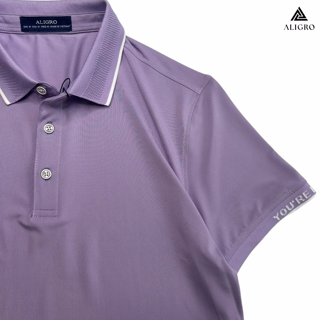 Áo Polo Golf Nam Ngắn Tay Chất Vải Coolmax Màu Tím Năng Động Algplo112- Aligro - Ảnh 4