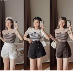 Áo Len Montoghi Nữ Họa Tiết Kẻ Ngang Kết Hợp Ngôi Sao In Chữ Cd Sldca170- Diepchi Fashion