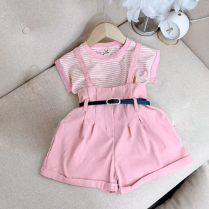 Set Yếm Áo Kẻ Sọc Ngang Kèm Thắt Lưng Siêu Xinh Cho Bé Gái - Be Yourself